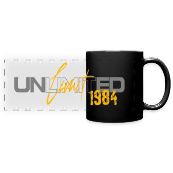 40. Geburtstag 1984 begrenzte Auflage - Panorama-Tasse farbig - Schwarz - Vorne