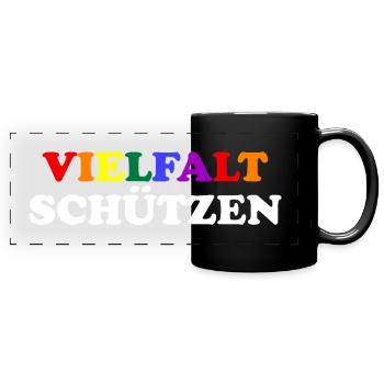 Vielfalt Schützen - Panorama-Tasse farbig - Schwarz - Vorne