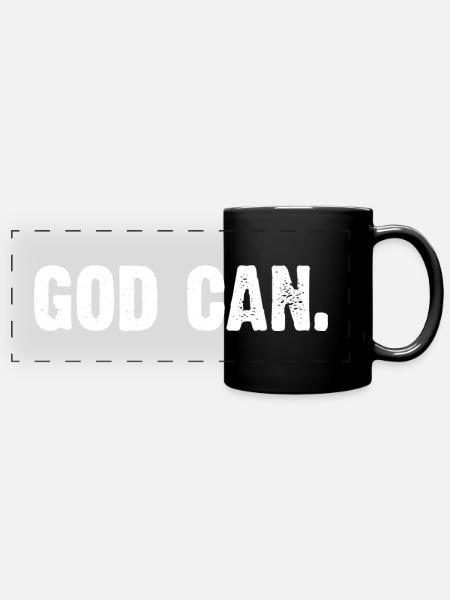 God Can - Panorama-Tasse farbig - Schwarz