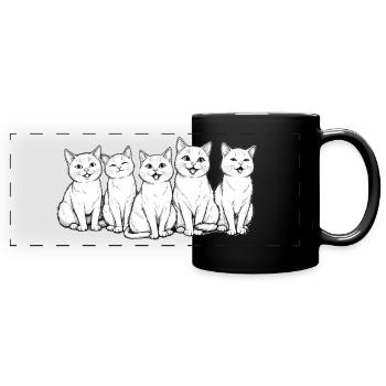 Cats in black and white - Full Colour Panoramic Mug - black - Front