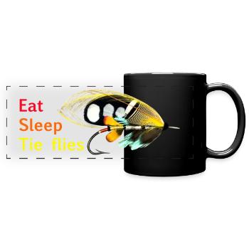 Eat Sleep Tie Flies Black Argus - Full Colour Panoramic Mug - black - Front