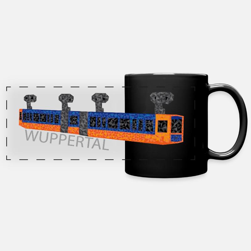 Wuppertaler Schwebebahn made of triangles (lettering) - Full Colour Panoramic Mug - black