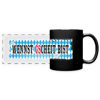GS Abenteuer Boxer Motorrad bayrischer Spruch - Panorama-Tasse farbig - Schwarz - Vorne