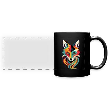 Fuchs Grafik Wald Natur Waldtiere Tiere Wildtiere - Panorama-Tasse farbig - Schwarz - Vorne