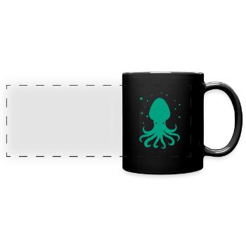 Oktopus - Krake - Zootier - Meereswesen - Panorama-Tasse farbig - Schwarz - Vorne