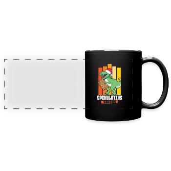 Spekulatius Saurus - Panorama-Tasse farbig - Schwarz - Vorne