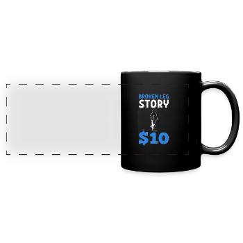 Gebrochenes Bein - Panorama-Tasse farbig - Schwarz - Vorne