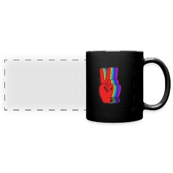 Gebärdensprache Gebärde ASL gehörlos - Panorama-Tasse farbig - Schwarz - Vorne