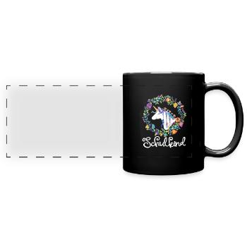Licorne Fleurs Écolier Enfant - Mug panoramique uni - noir - Devant