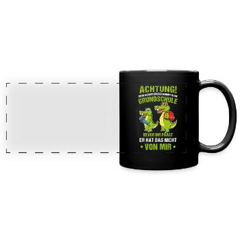 Schulanfang Einschulung 1 Klasse Grundschule - Panorama-Tasse farbig - Schwarz - Vorne