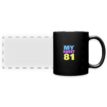 Süß 81 - Panorama-Tasse farbig - Schwarz - Vorne
