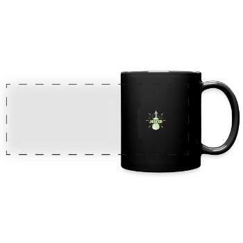 Jesper als Streichinstrument - Panorama-Tasse farbig - Schwarz - Vorne