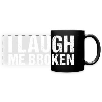 I Laugh me broken denglish - Full Colour Panoramic Mug - black - Front