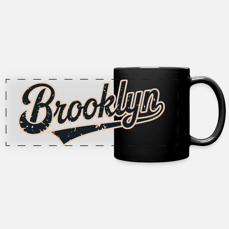 Brooklyn Vintage Script Logo - Mug panoramique uni - noir