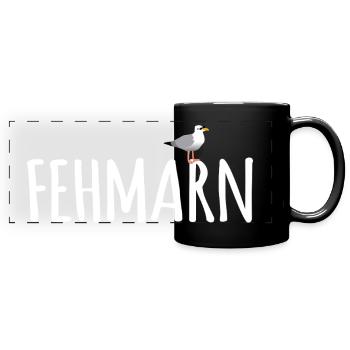 Fehmarn Seagull - Full Colour Panoramic Mug - black - Front