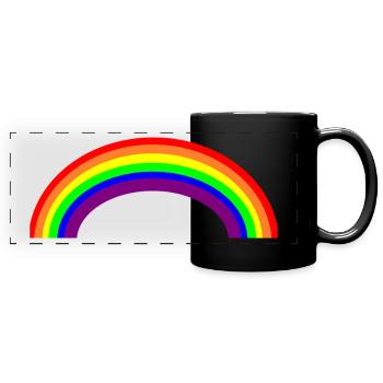 Regenbogen - Panorama-Tasse farbig - Schwarz - Vorne