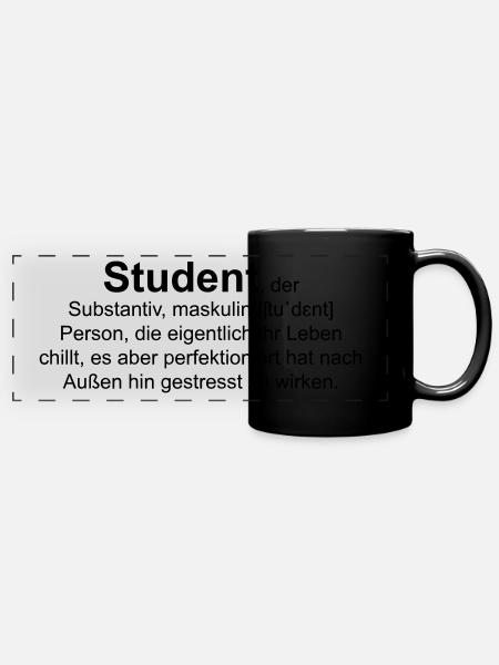 Student, der - Panorama-Tasse farbig - Schwarz