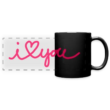 i love you - Panorama-Tasse farbig - Schwarz - Vorne