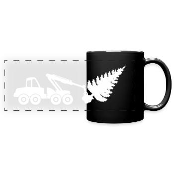 Symbol für Holzernter: Symbol: Form. Holzfäller - Panorama-Tasse farbig - Schwarz - Vorne