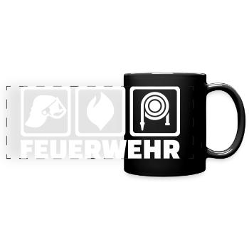 Feuerwehr - Panorama-Tasse farbig - Schwarz - Vorne