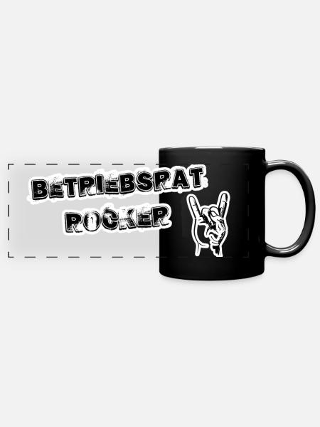 Betriebsrat Rocker black background - Panorama-Tasse farbig - Schwarz