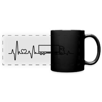 Camionneur de camion chauffeur professionnel EKG Heartbeat - Mug panoramique uni - noir - Devant