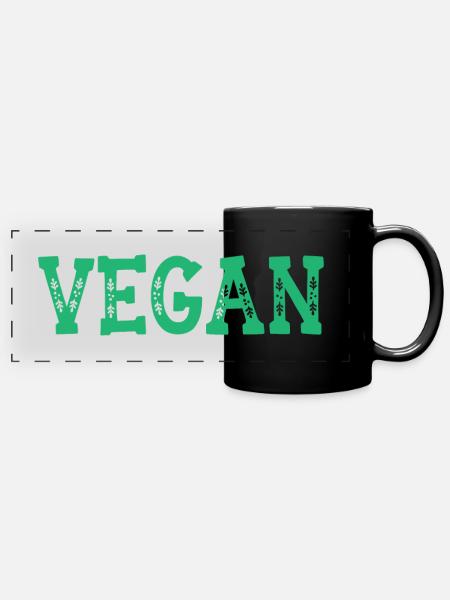 Vegan - Panorama-Tasse farbig - Schwarz
