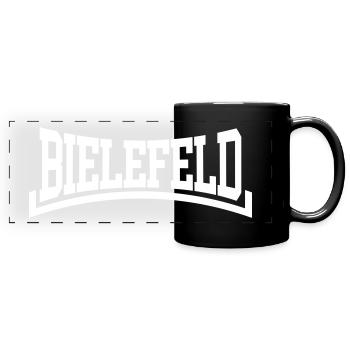 Bielefeld - Panorama-Tasse farbig - Schwarz - Vorne