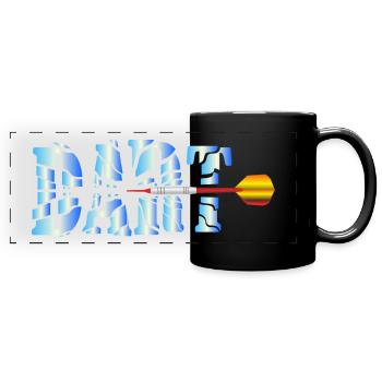 Dart Dartpfeil Geschenk - Panorama-Tasse farbig - Schwarz - Vorne