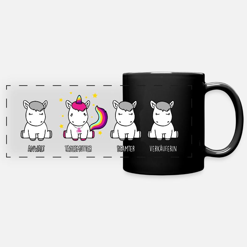 Tagesmutter - Einhorn der Berufswelt - Panorama-Tasse farbig - Schwarz