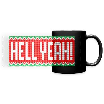 Verdammt ja! Weihnachtsmuster Tasse - Panorama-Tasse farbig - Schwarz - Vorne