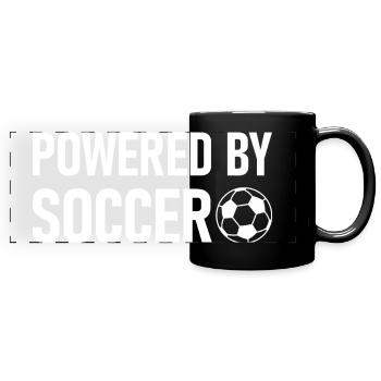 Powered by Soccer T-Shirt Football Fan - Full Colour Panoramic Mug - black - Front
