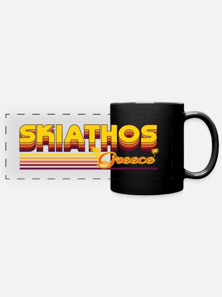 Skiathos: Sommerliches Retro-Design - Panorama-Tasse farbig - Schwarz