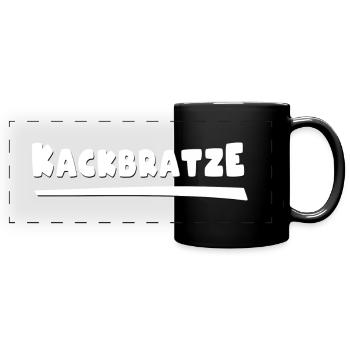 Kackbratze - Panorama-Tasse farbig - Schwarz - Vorne