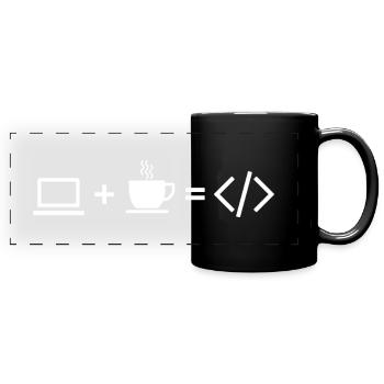 Café et informatique - Mug panoramique uni - noir - Devant