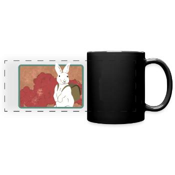 Laufender Hase - Panorama-Tasse farbig - Schwarz - Vorne