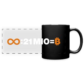 Unendlich geteilt durch 21 Millionen - Panorama-Tasse farbig - Schwarz - Vorne
