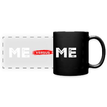 Me Me Roter Pinsel Geteiltes Porträt - Panorama-Tasse farbig - Schwarz - Vorne