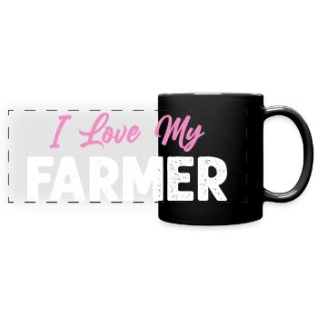 I Love My Farmer Funny Farming - Full Colour Panoramic Mug - black - Front