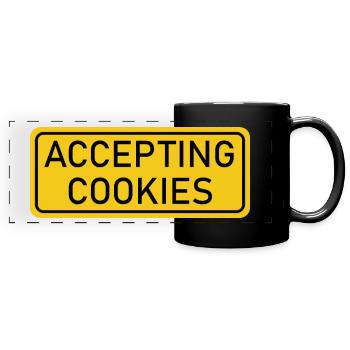 Accepter les cookies - signe d’avertissement jaune - Mug panoramique uni - noir - Devant