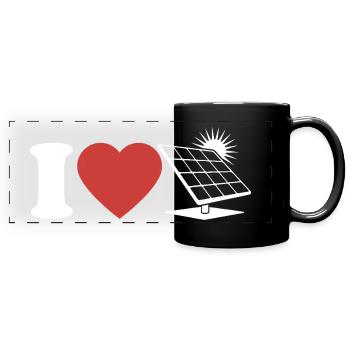 I Love Photovoltaics - Heart - Renewable Energy - Full Colour Panoramic Mug - black - Front