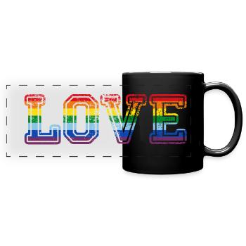 Love - Panorama-Tasse farbig - Schwarz - Vorne
