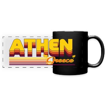 Athen: Sommerliches Retro-Design - Panorama-Tasse farbig - Schwarz - Vorne