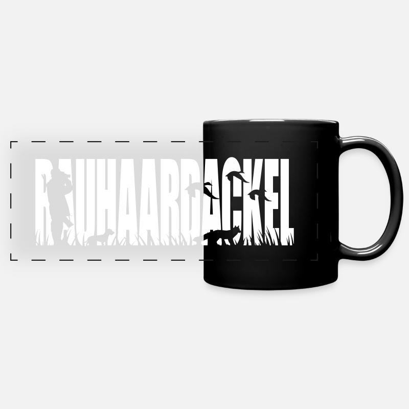 WIRE-HAIRED DACHSHUND Hunting Dog Wilsigns Hunter Gift - Full Colour Panoramic Mug - black