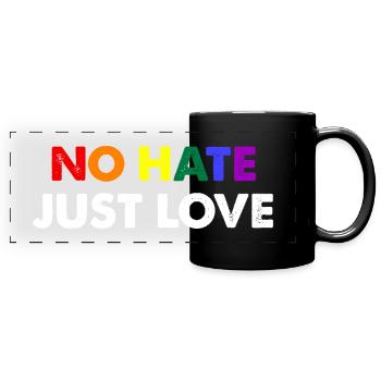 No Hate Just Love - Panorama-Tasse farbig - Schwarz - Vorne