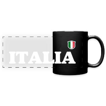 Italia Crest Vintage Typography - Full Colour Panoramic Mug - black - Front