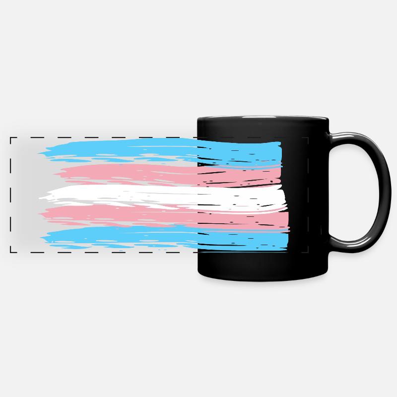 trans Prideflagge - Panorama-Tasse farbig - Schwarz