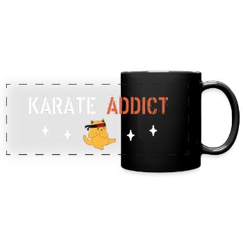 Karate-Süchtiger - Panorama-Tasse farbig - Schwarz - Vorne
