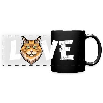 Maine Coon Cat LOVE Cute Kitten Pet Owner Gift - Full Colour Panoramic Mug - black - Front