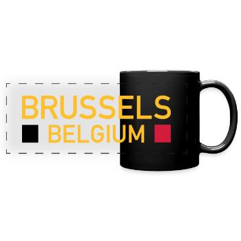 Brussels, Belgium (two squares) - Full Colour Panoramic Mug - black - Front